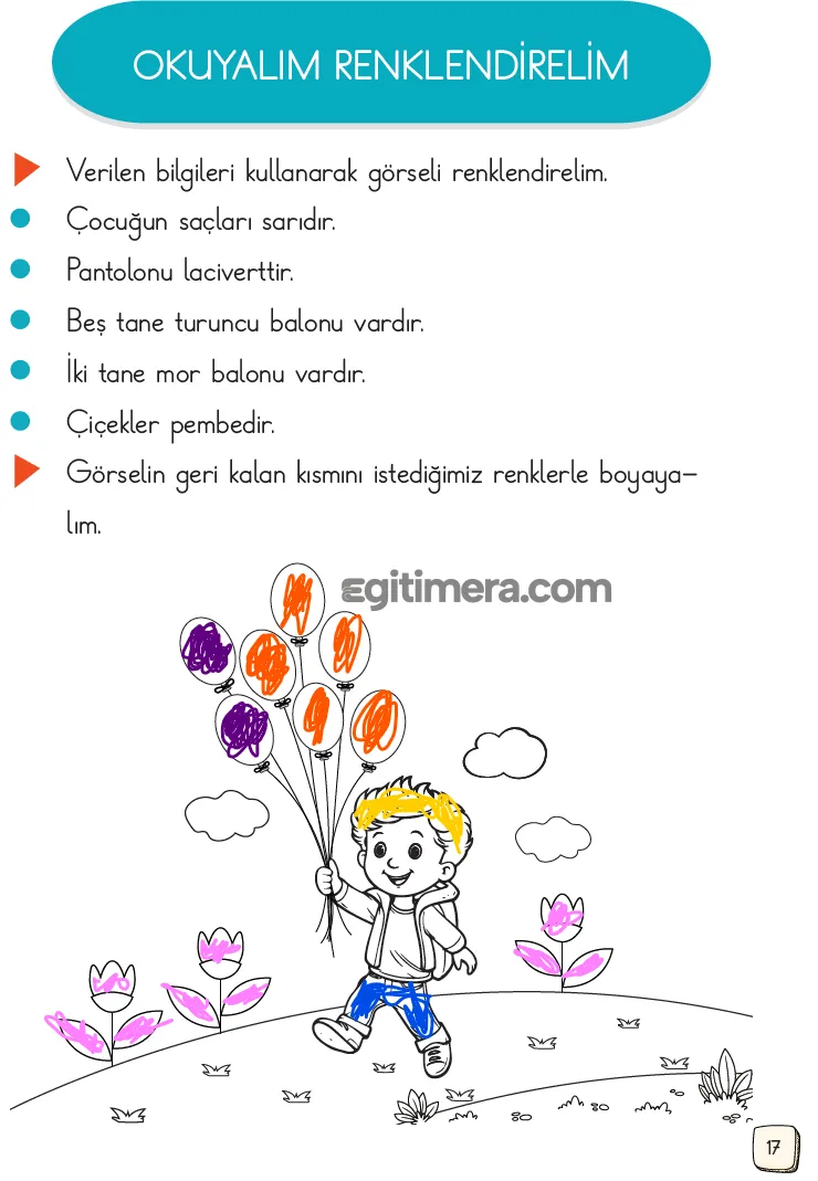 1.Sınıf Türkçe Ders Kitapları Cevapları Sayfa 17 – MEB Yayınları