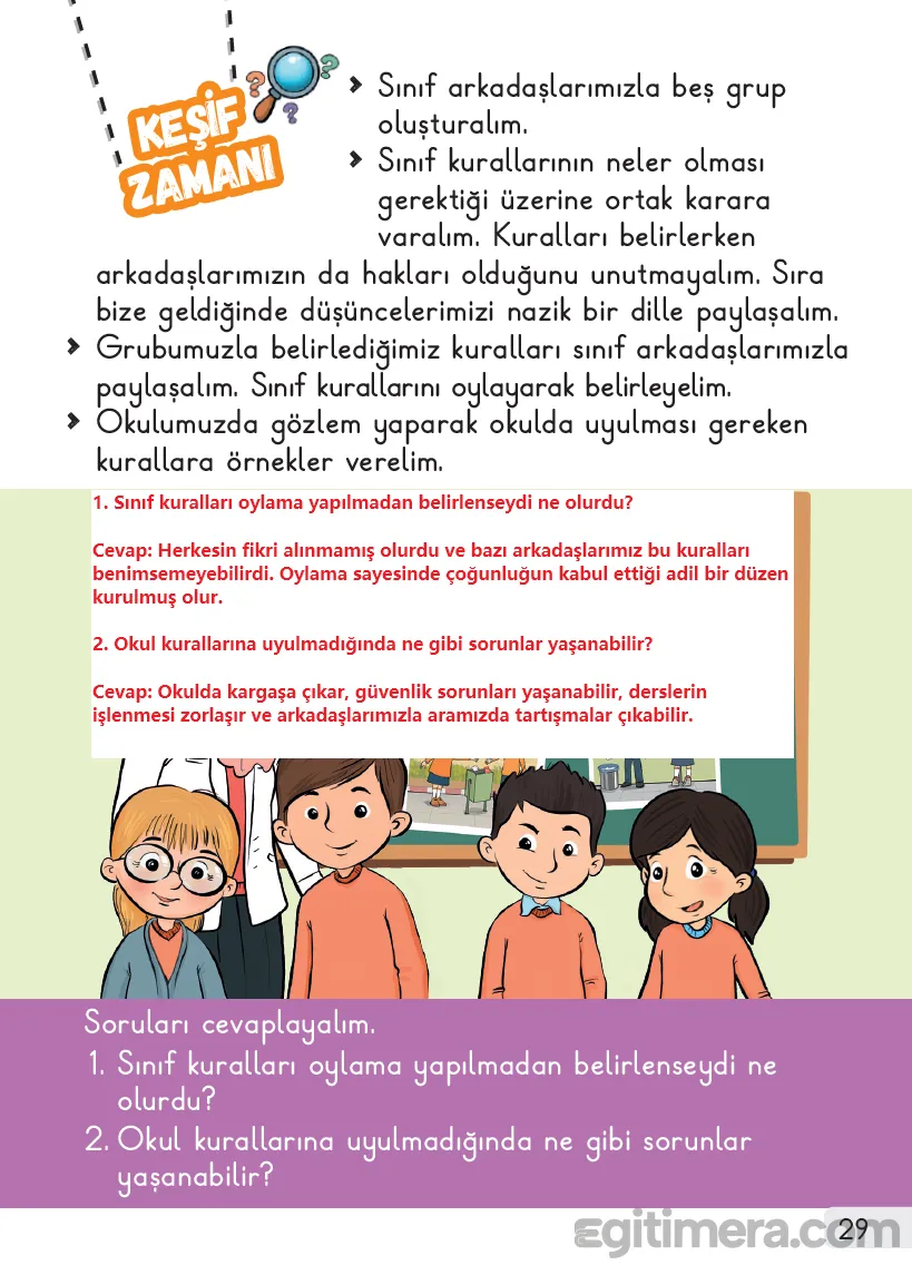 1. Sınıf Hayat Bilgisi Ders Kitabı Cevapları Sayfa 29 – MEB Yayınları