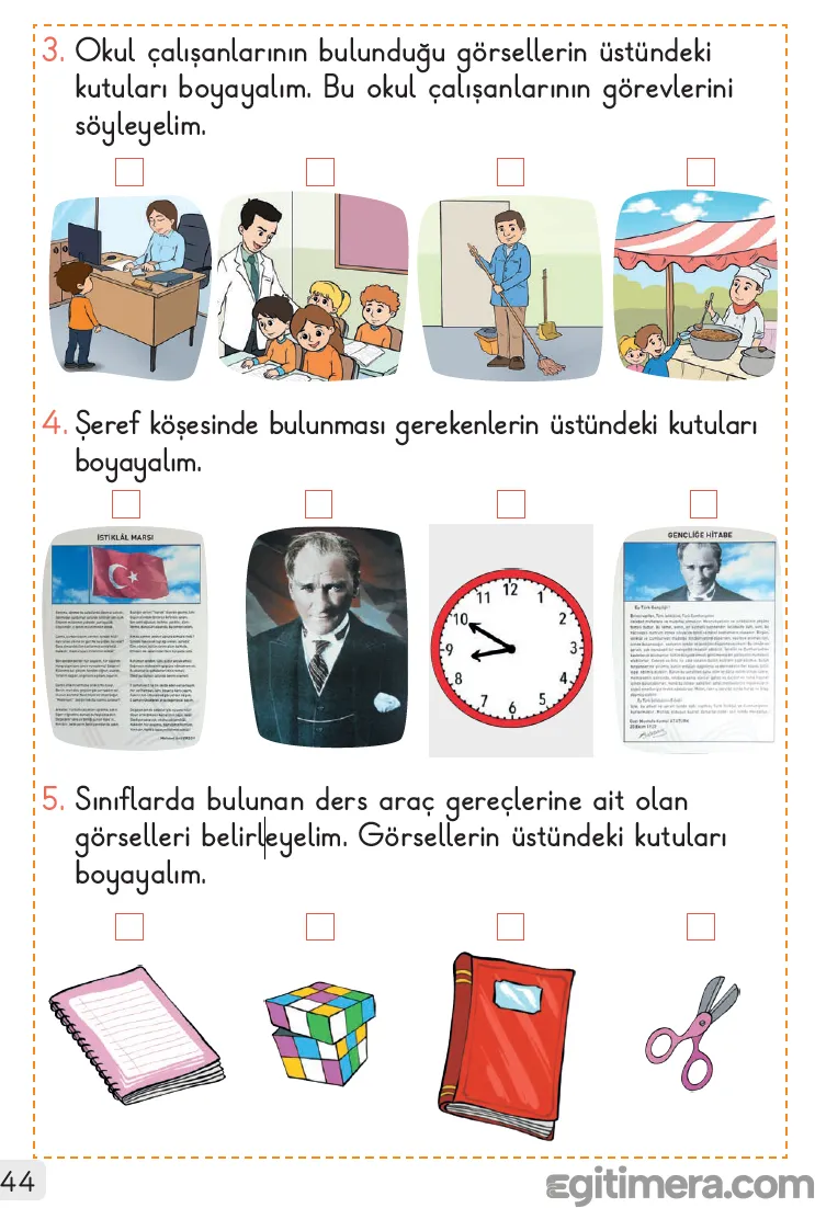 1. Sınıf Hayat Bilgisi Ders Kitabı Cevapları Sayfa 44 – MEB Yayınları