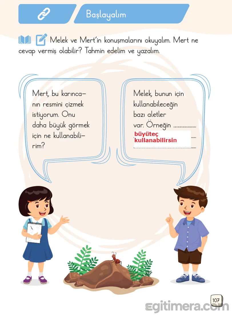 1.Sınıf Türkçe Ders Kitapları Cevapları Sayfa 107 – MEB Yayınları