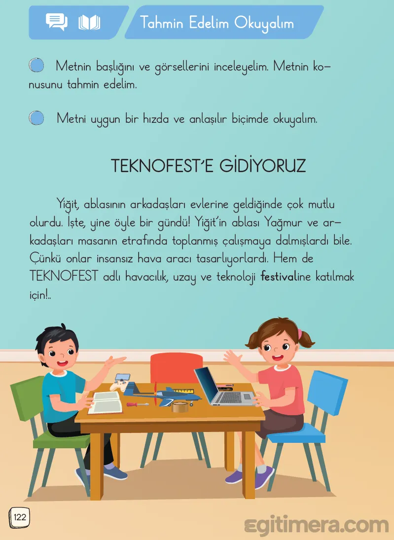 1.Sınıf Türkçe Ders Kitapları Cevapları Sayfa 122 – MEB Yayınları