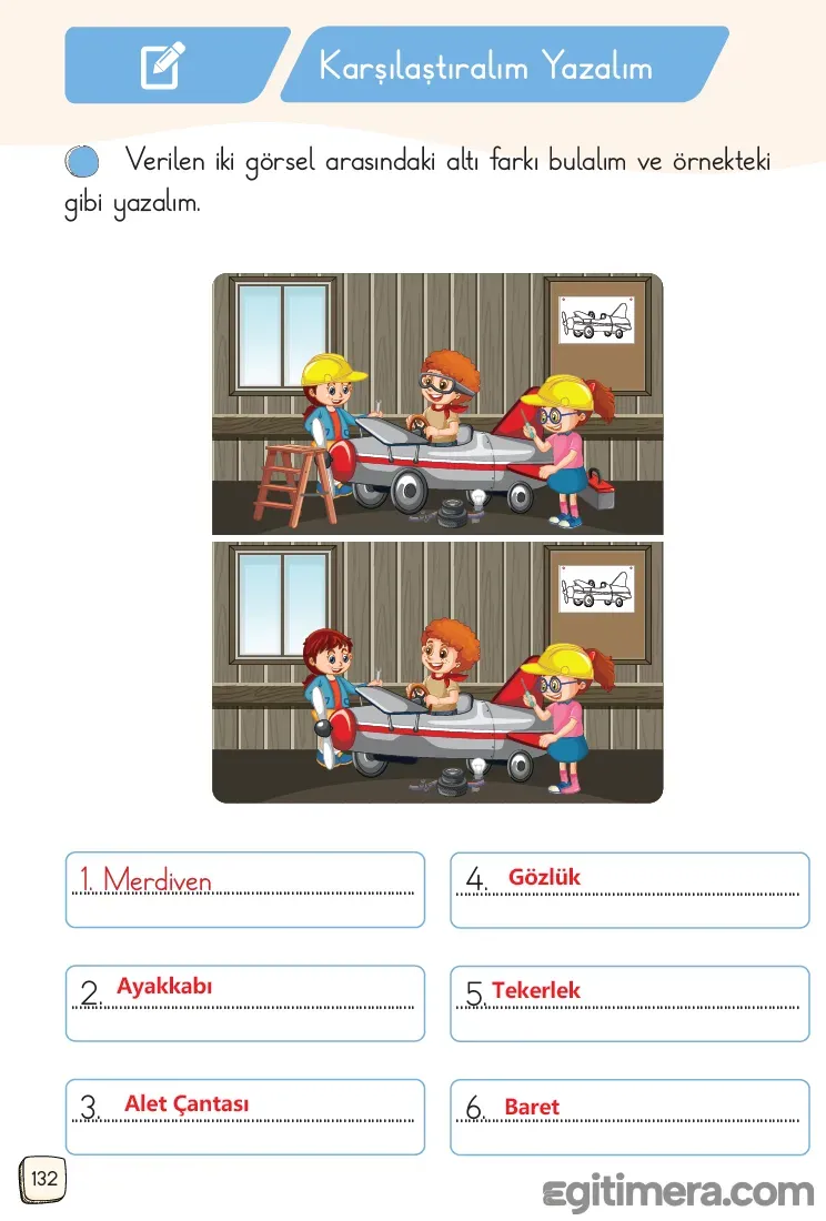 1.Sınıf Türkçe Ders Kitapları Cevapları Sayfa 132 – MEB Yayınları
