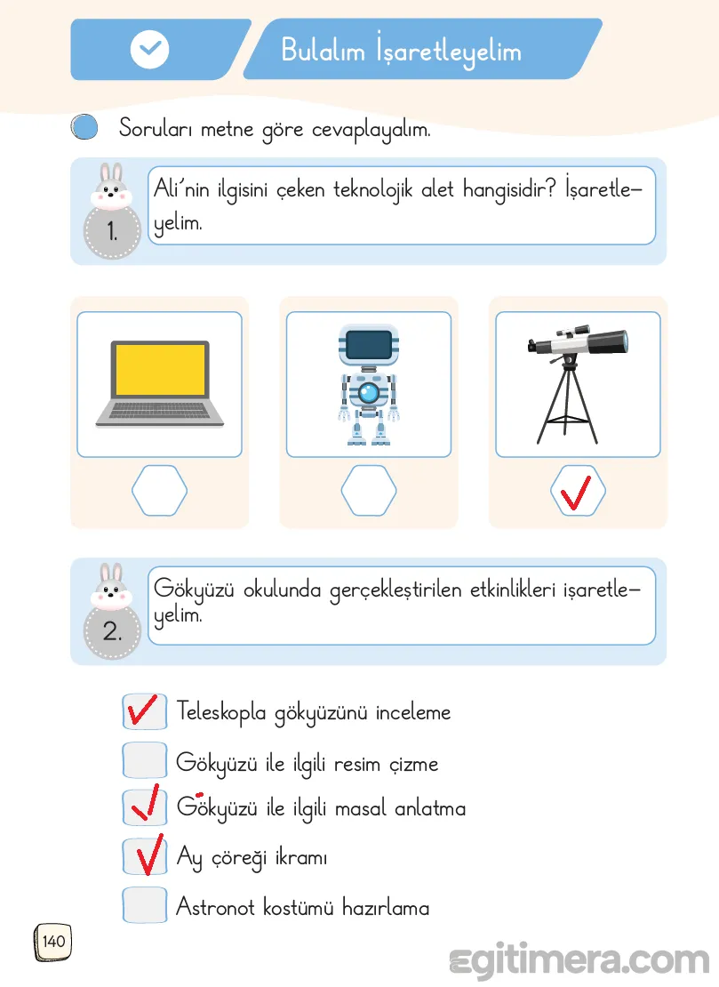 1.Sınıf Türkçe Ders Kitapları Cevapları Sayfa 140 – MEB Yayınları