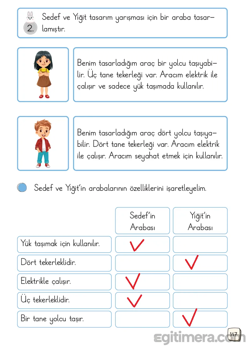 1.Sınıf Türkçe Ders Kitapları Cevapları Sayfa 147 – MEB Yayınları
