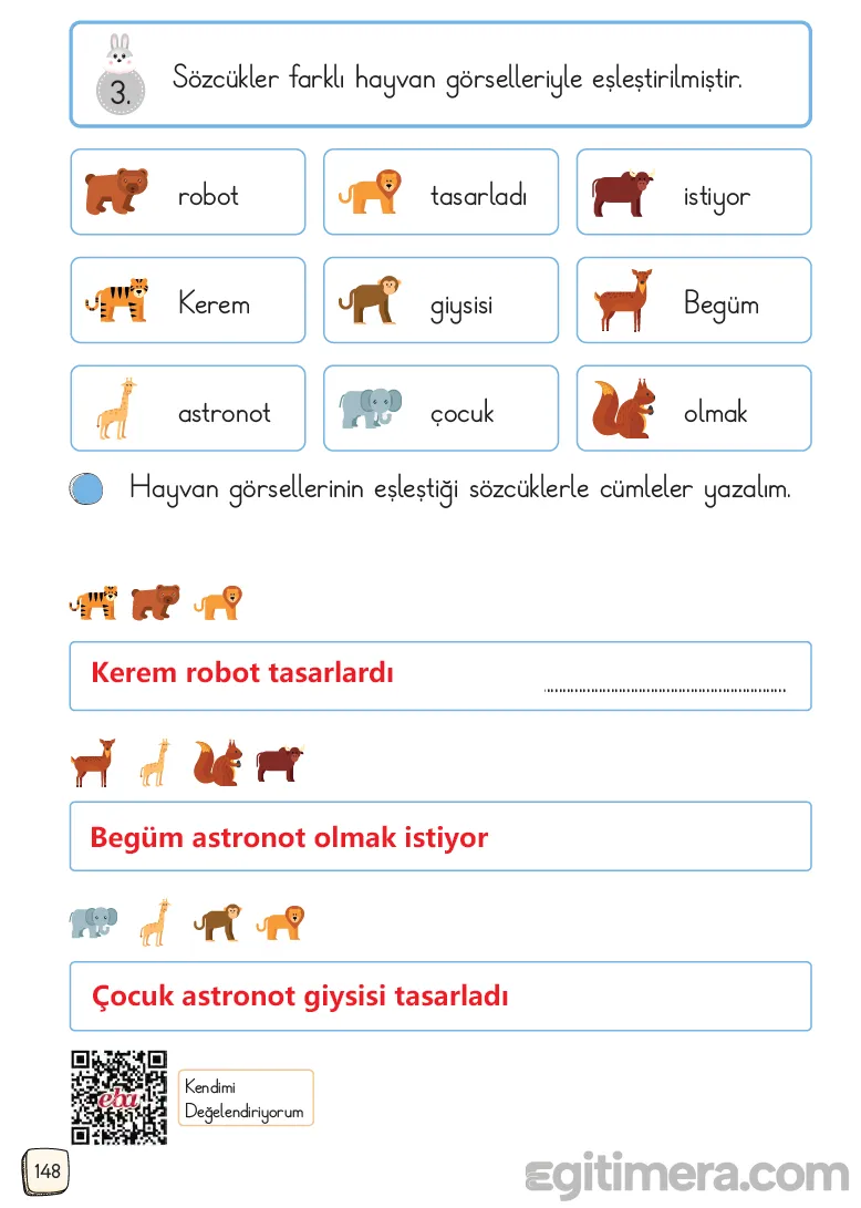 1.Sınıf Türkçe Ders Kitapları Cevapları Sayfa 148 – MEB Yayınları