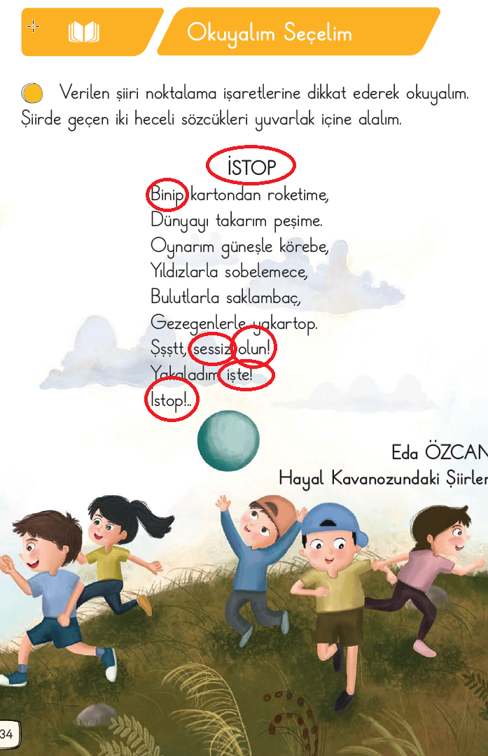 1.Sınıf Türkçe Ders Kitapları Cevapları Sayfa 34 – MEB Yayınları
