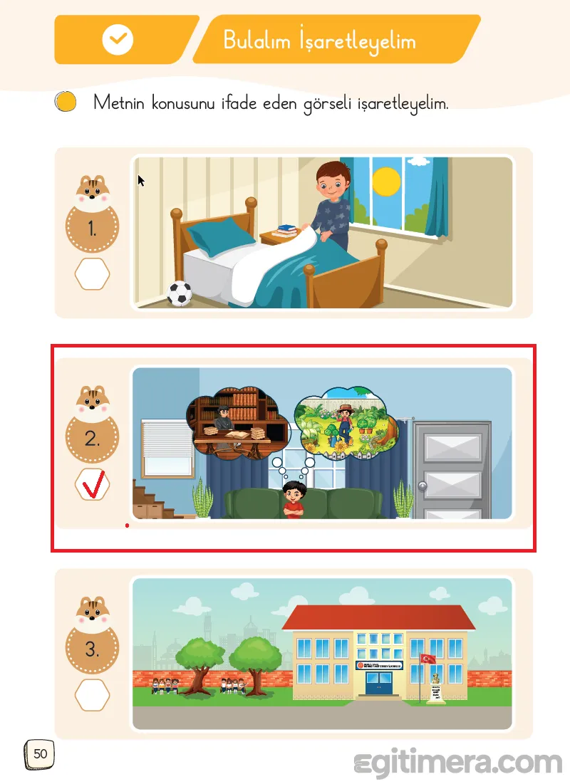 1.Sınıf Türkçe Ders Kitapları Cevapları Sayfa 50 – MEB Yayınları