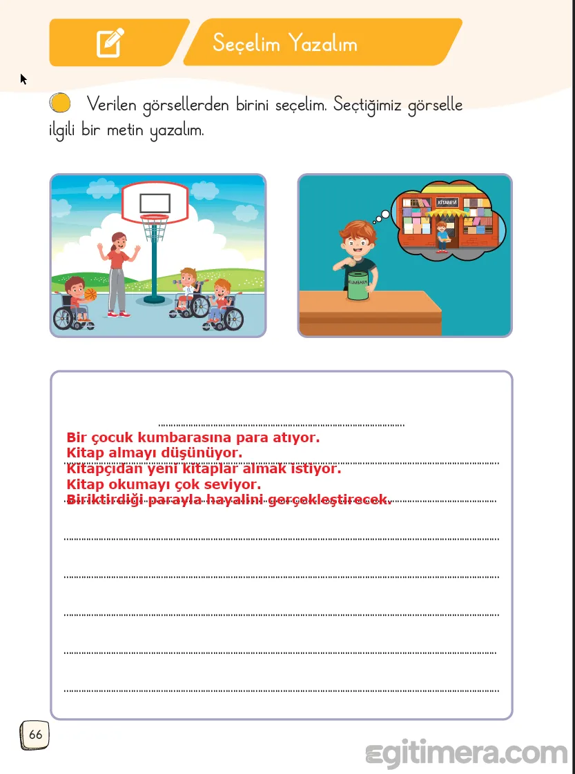 1.Sınıf Türkçe Ders Kitapları Cevapları Sayfa 66 – MEB Yayınları