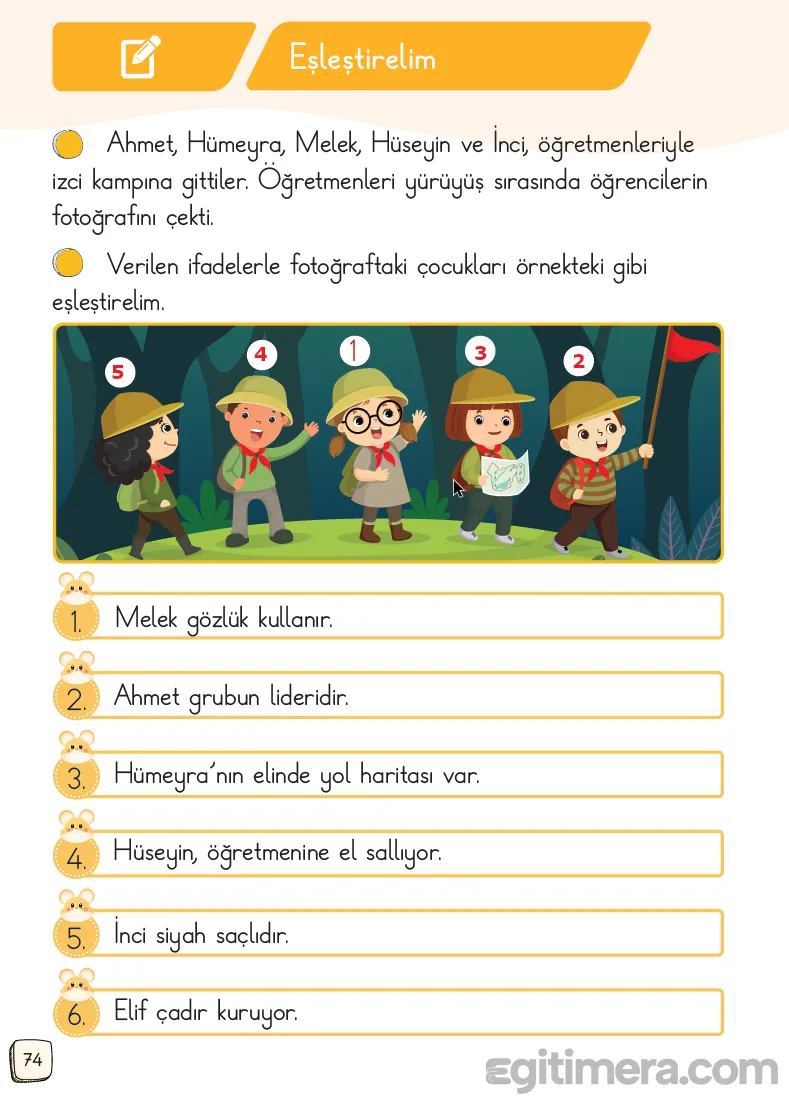 1.Sınıf Türkçe Ders Kitapları Cevapları Sayfa 74 – MEB Yayınları