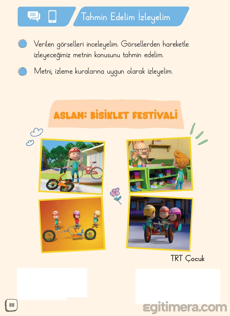 1.Sınıf Türkçe Ders Kitapları Cevapları Sayfa 88 – MEB Yayınları