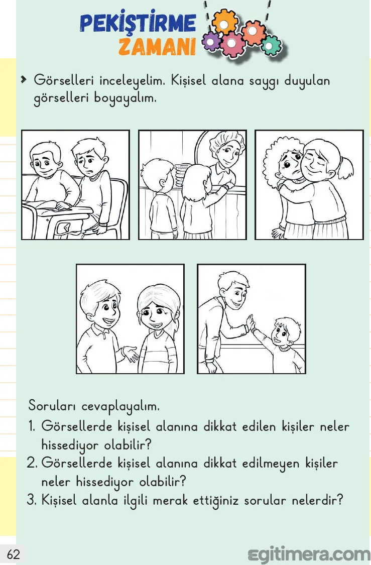 1. Sınıf Hayat Bilgisi Ders Kitabı Cevapları Sayfa 62 – MEB Yayınları
