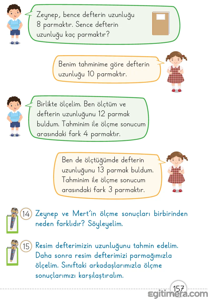 Sayfa 157: Tahmin ve gerçek ölçüm farkı analizi ile nesne uzunluğu belirleme çalışması.